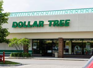 Rochester Hills, Michigan, USA - August 3, 2014: The Dollar Tree location on Rochester Road in Rochester Hills, Michigan. Dollar Tree is a chain of discount stores that sells everything for $1 or less. There are currently over 4000 locations.