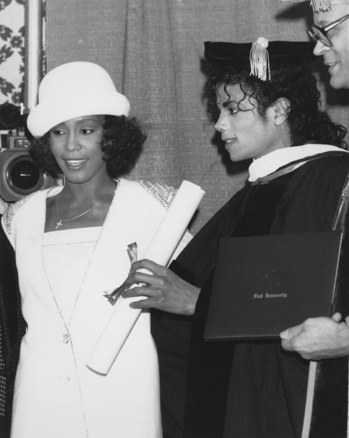 Whitney Houston and Michael Jackson at the United Negro College Fund's anniversary dinner in 1988