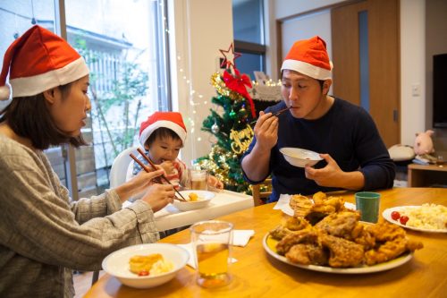 japanese family celebrating christmas