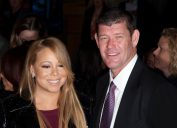 Mariah Carey and James Packer at the premiere of "The Intern" in 2015