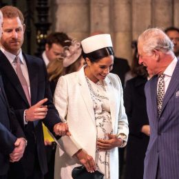 Prince William, Prince Harry, Meghan Markle, and Prince Charles at Westminster Abbey in 2019