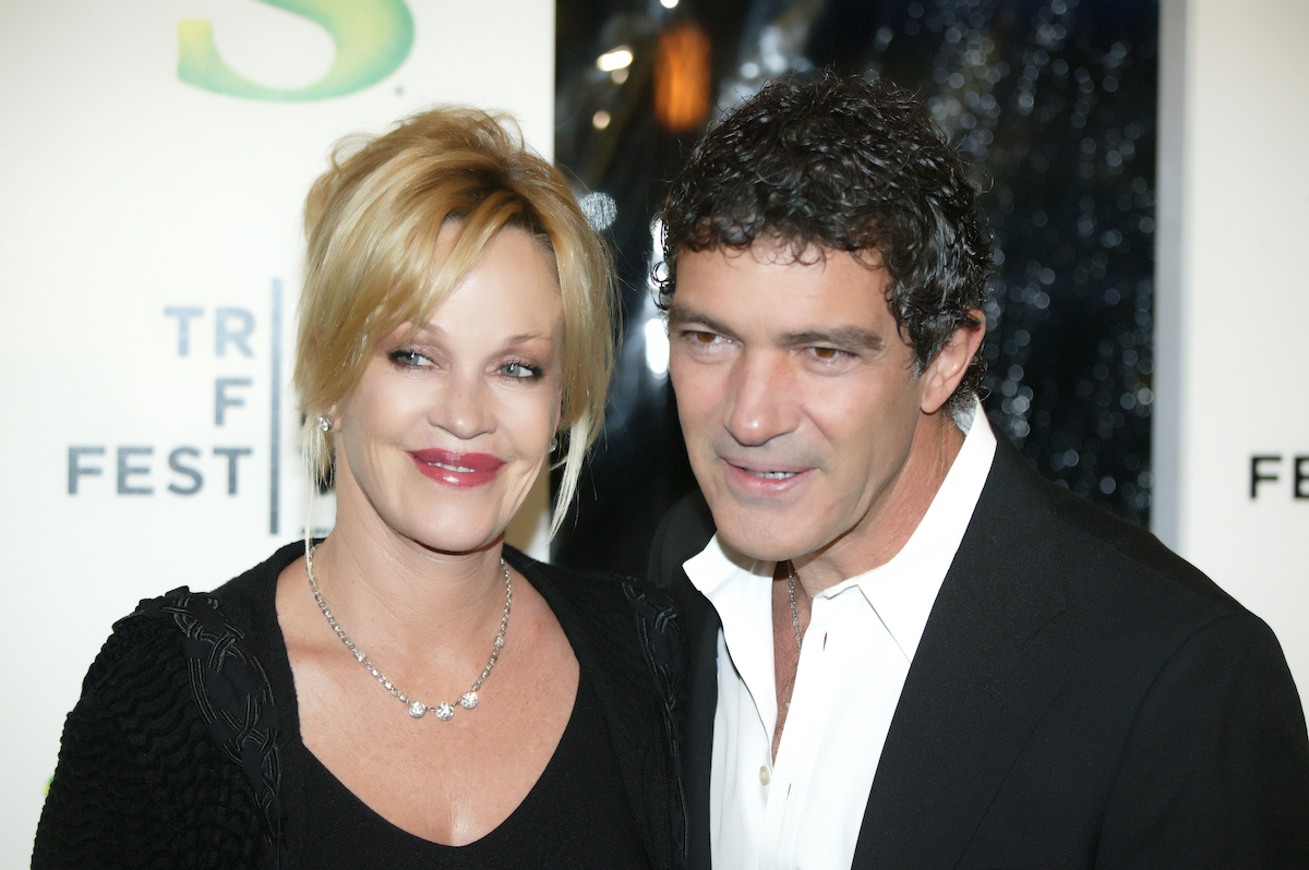 Melanie Griffith and Antonio Banderas at the premiere of "Shrek Forever After" in 2010