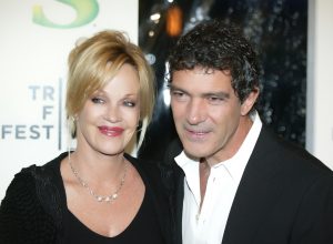 Melanie Griffith and Antonio Banderas at the premiere of "Shrek Forever After" in 2010