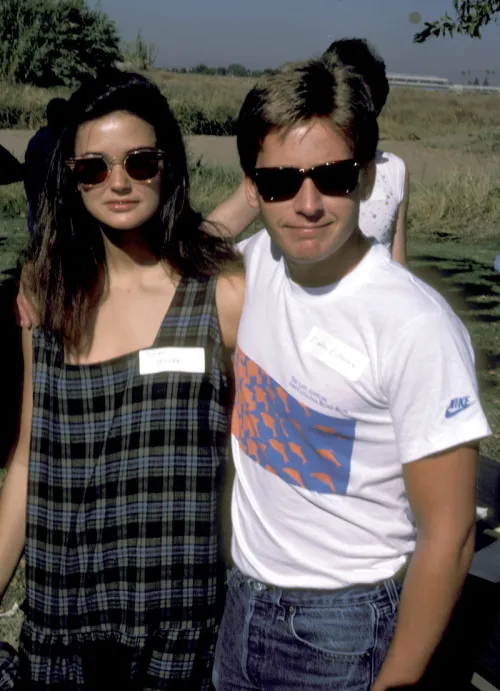 Demi Moore and Emilio Estevez at a Pro-Peace Demonstration in 1985