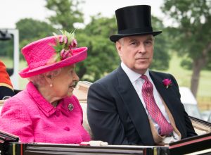 Queen Elizabeth and Prince Andrew in a carriage in 2017