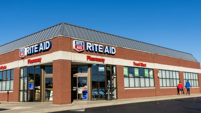 The exterior of a Rite Aid store and pharmacy