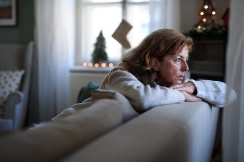 woman feeling lonely at christmas