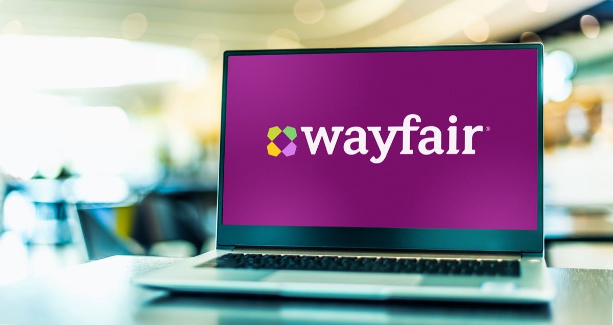 Wayfair logo on a computer