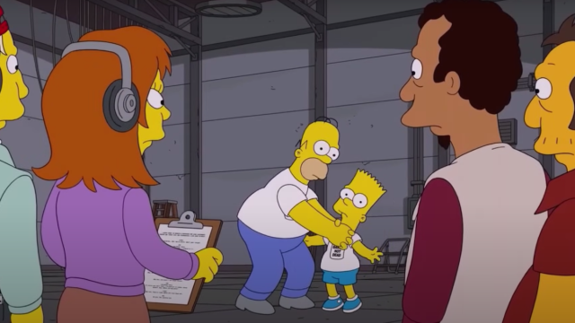 Homer choking Bart on "The Simpsons"