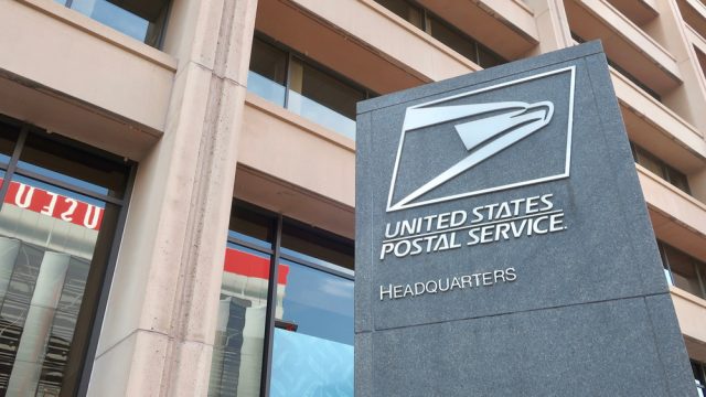 A sign for the US Postal Service headquarters in Washington, D.C.