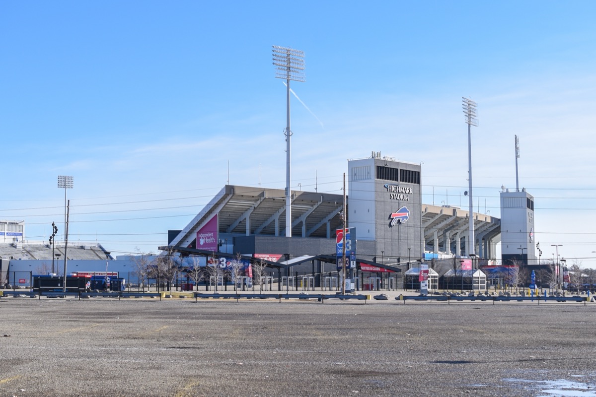 Orchard Park, USA - February 12, 2023: Buffalo Bills Highmark Stadium View from Abbott Road