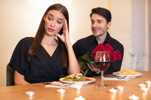 Unhappy Woman on a Date