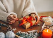 Woman Decorating and Wrapping Gifts