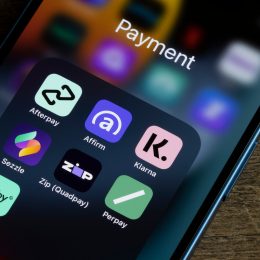 Portland, OR, USA - Oct 20, 2021: Assorted payment apps offering Buy Now Pay Later services are seen on an iPhone, including Afterpay, Affirm, Klarna, Sezzle, Zip (Quadpay), Perpay, and Tabby.