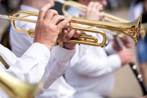Musicians at the festival of military brass bands