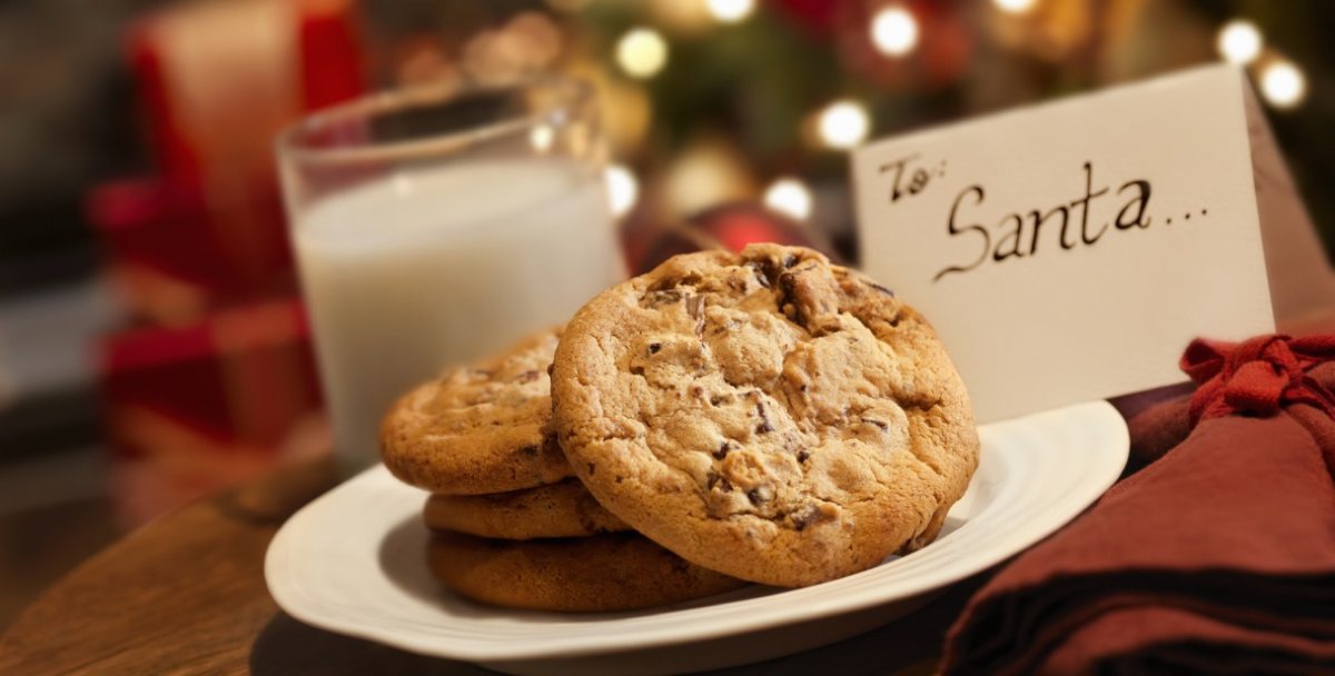 photo depicting the christmas tradition of leaving milk and cookies out for Santa