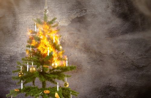 burning christmas tree