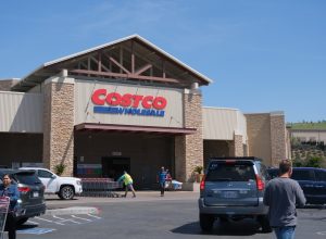 Folsom, California, USA - April 16, 2023: Costco Wholesale storefront in Folsom, California on a late afternoon. Costco Wholesale operates an international chain of membership warehouses, carrying brand name merchandise at substantially lower prices.