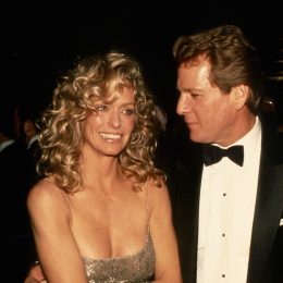 Farrah Fawcett and Ryan O'Neal circa 1989