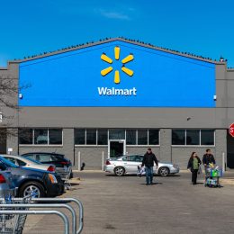 Niles, Illinois, United States - February 21, 2023: Front entrance of a Walmart store located in a Chicago suburb.
