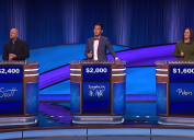 "Jeopardy!" contestants during a December 2023 episode