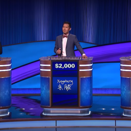"Jeopardy!" contestants during a December 2023 episode