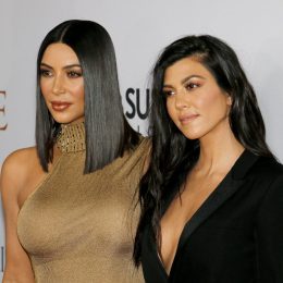 Kim and Kourtney Kardashian at the premiere of "The Promise" in 2017