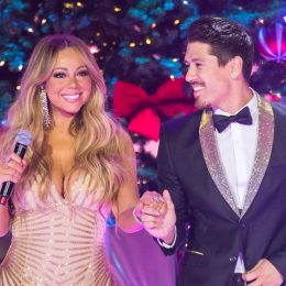 Mariah Carey and Bryan Tanaka on stage at the O2 Arena in London in 2017