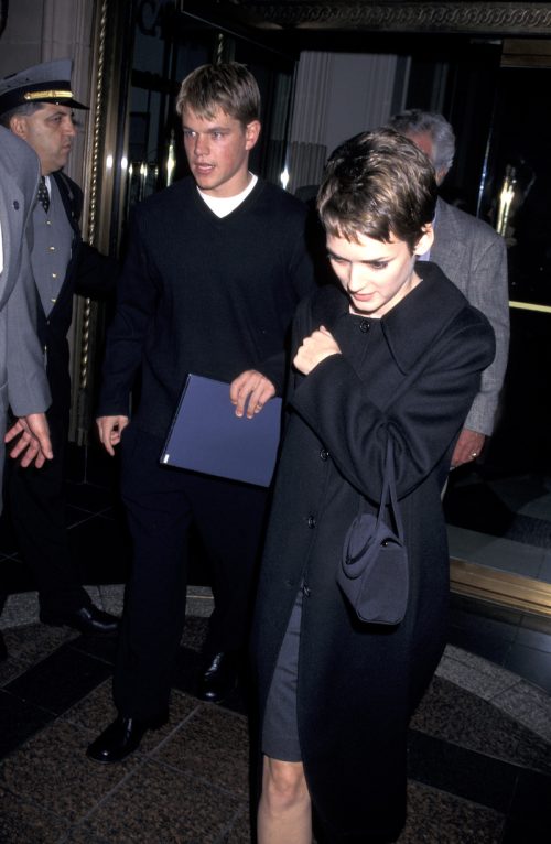 Matt Damon and Winona Ryder at the Miramax Films Pre-Oscar Party in 1998