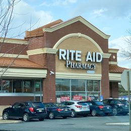 MIDDLETOWN, NEW JERSEY / UNITED STATES - January 8, 2020: An exterior view of the Rite Aid Pharmacy on the corner of Route 36 and Wilson Avenue.