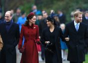 Prince William, Kate Middleton, Meghan Markle, and Prince Harry on Christmas Day in Sandringham in 2018