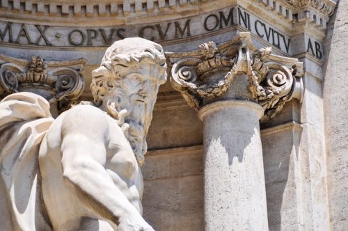Oceanus statue of the Trevi Fountain in Rome