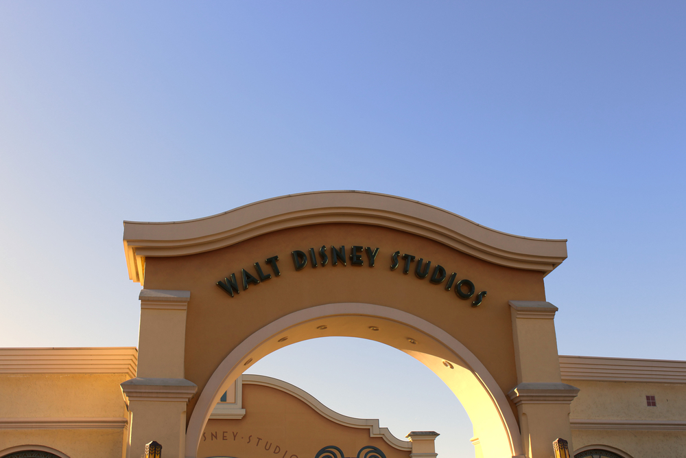 Walt Disney Studios archway against blue sky