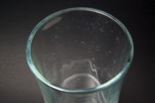 water stains on a glass cup