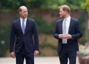 Prince William and Prince Harry at the unveiling of a Princess Diana statue in 2021