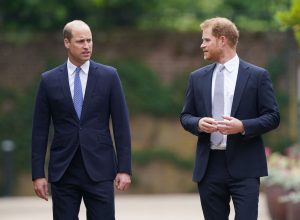 Prince William and Prince Harry at the unveiling of a Princess Diana statue in 2021