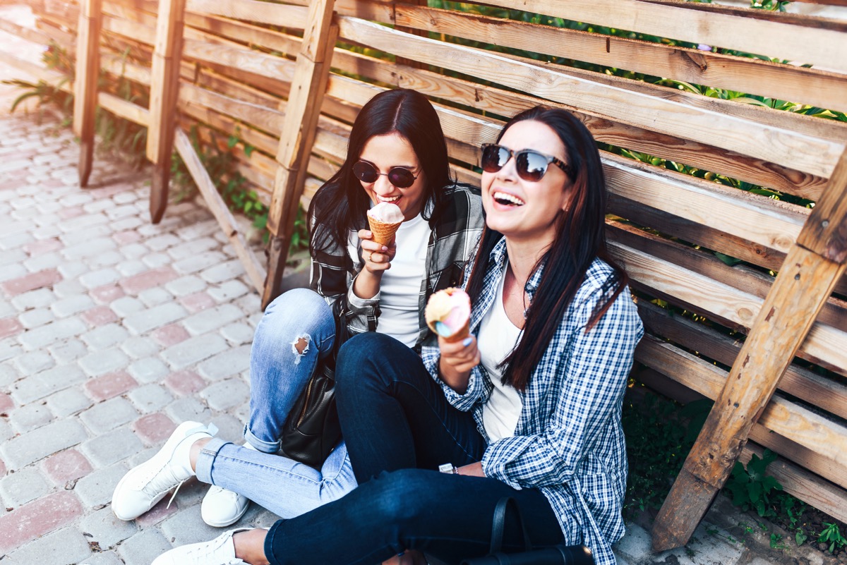 Best Friends Enjoying Ice Cream