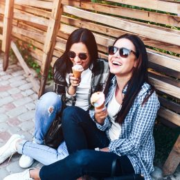 Best Friends Enjoying Ice Cream