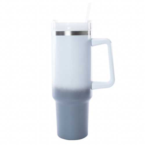 Gray ombre tumbler against white background
