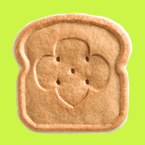 A Girl Scout Toast Yay cookie against a lime green background