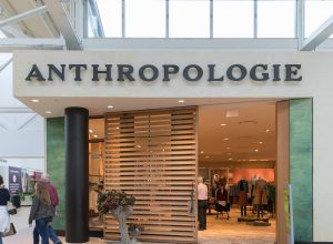 Entrance to an Anthropologie store in a mall