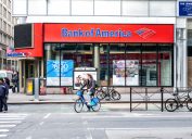 A Bank of America branch location in a city