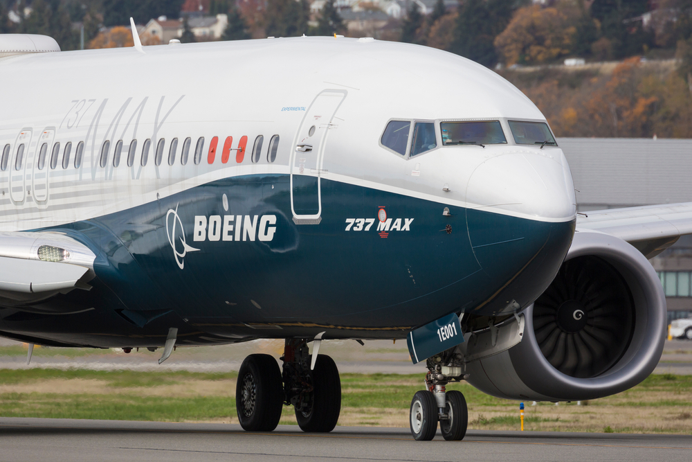 A Boeing 737 Max airplane on the runway