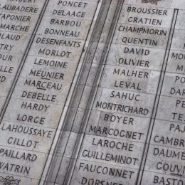 list of cool last names on the wall of Arc de Triomphe