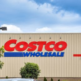 Close up of the Costco logo on the top of a store
