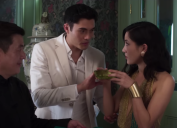 Henry Golding and Constance Wu in "Crazy Rich Asians"