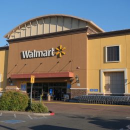 Citrus Heights, California, USA - July 18,2023: High sun over Walmart Supercenter in California. Walmart is an American public multinational corporation that runs chains of large discount department stores and warehouse stores.
