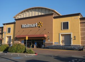 Citrus Heights, California, USA - July 18,2023: High sun over Walmart Supercenter in California. Walmart is an American public multinational corporation that runs chains of large discount department stores and warehouse stores.