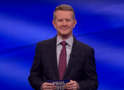 Ken Jennings hosting "Jeopardy!" in January 2024