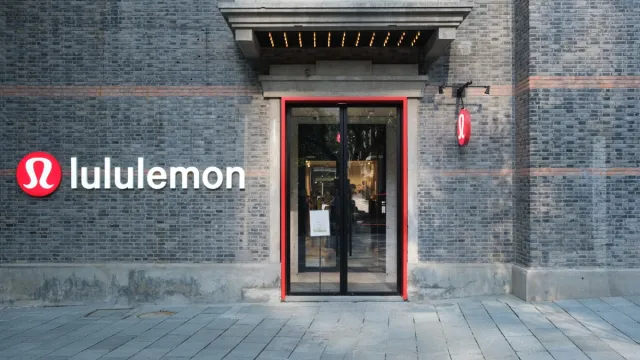 Facade of Lululemon store.  Yoga clothing brand